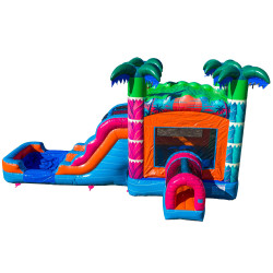Sunny Tropics Double Splash Bounce House W/Slide